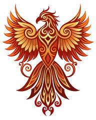 Majestic phoenix emblem spreading its fiery wings, a symbol of rebirth and transformation ready for your designs