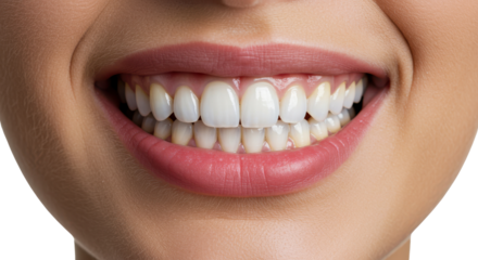 Close-up of beautiful smile with white teeth isolated PNG with Transparent Background