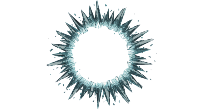 Blue spiky burst with a white center isolated PNG with Transparent Background
