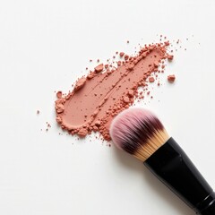 Cosmetic Powder and Brush Arrangement for Makeup Application on Smooth Surface