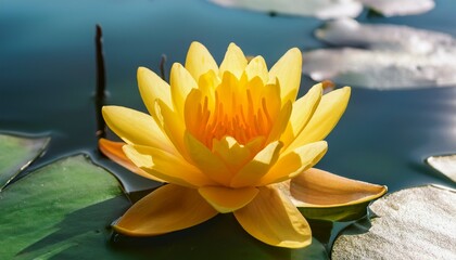 close up of yellow nuphar variegata m bullhead pond lily yellow pond lily in lake