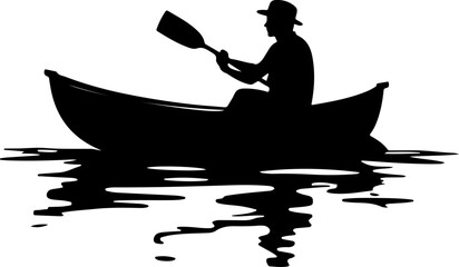 silhouette of a man in a boat, boat, sunset, water, fishing, lake, sea, fisherman, river, silhouette, beach, sunrise, sky, people, landscape, nature, sun, ocean, fish, reflection, canoe, evening, kaya