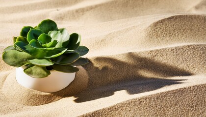 kalanchoe succulents on sand with shadow