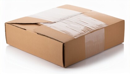 sealed cardboard box isolated on transparent background