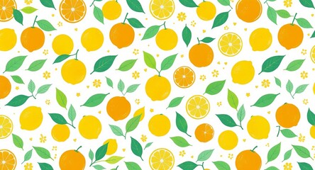 Fresh Citrus Fruits Seamless Pattern