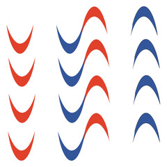 red, white, blue abstract design