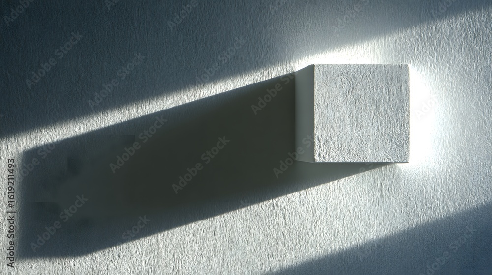Poster abstract cube shape with shadows on a wall.