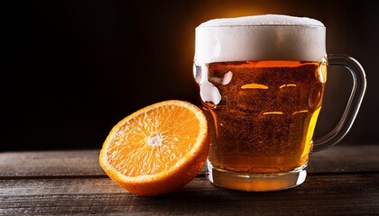 beer glass with orange slice
