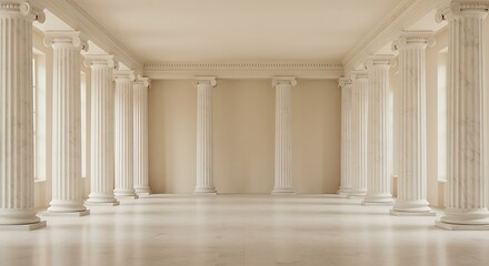 Fototapeta premium Empty room with Classical white Greek style columns.