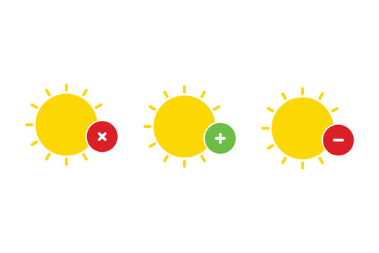 set of icons increase and decrease lighting