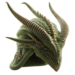 Obraz premium A mythical dragon sculpture featuring intricate scales and impressive horns, perfect for fantasy art themes.