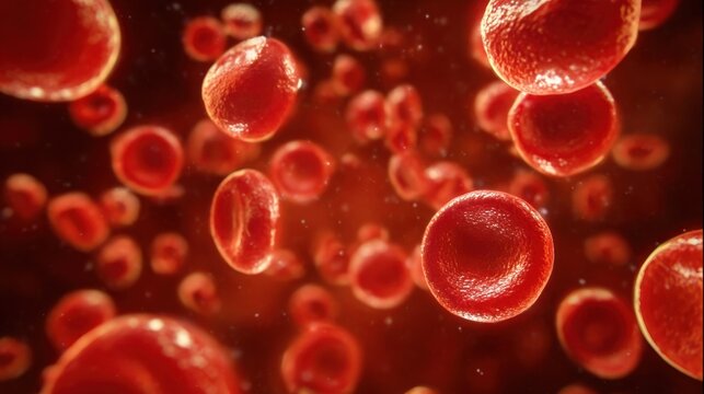 Timelapse style image of red blood cells exhibiting progressive brightening of hemoglobin color as oxygen levels rise mapping the O2 affinity curve.