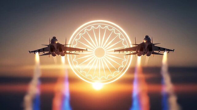 ashoka chakra happy independence day india patriotic indian fighter jets sunset sky