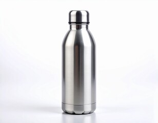 Perfectly centered metal water bottle, pure white background, illuminated from all sides to reveal every surface detail, full HD, e-commerce ready."