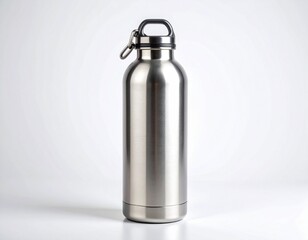 Perfectly centered metal water bottle, pure white background, illuminated from all sides to reveal every surface detail, full HD, e-commerce ready."