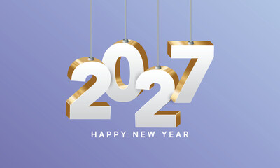 2027 Happy New Year Background Design. Greeting Card, Banner, Poster. Vector Illustration.