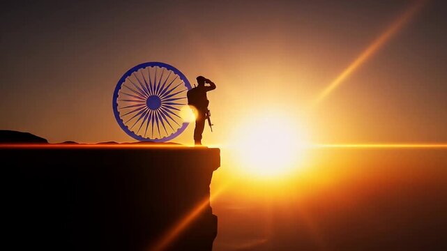 ashoka chakra independence day india flag celebration tricolor fireworks indian soldier saluting sunset silhouette