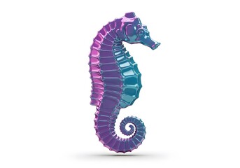 Fototapeta premium A vibrant seahorse in a studio shot with artistic lighting, aquatic creature on display, captured in a studio setting.