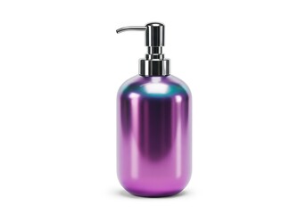 Fototapeta premium Elegant metallic soap dispenser with a modern design, a symbol of cleanliness and self-care, highlighting wellness, hygiene, and sophisticated aesthetics.