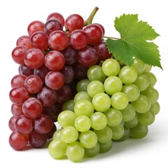 Fototapeta premium A vibrant bunch of red green grapes presents a delightful healthy snack option on a white background
