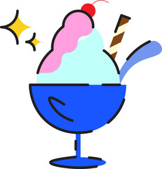 Minimalist Shaved Ice Cream Vector Food Illustration