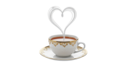 Heart Shape Milk Splash Tea Cup PNG Romantic Beverage PNG