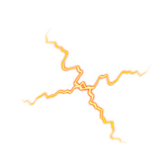 Orange electric lightning cross on transparent background
