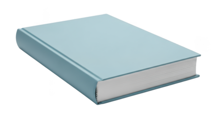 Light blue hardcover book isolated on transparent background