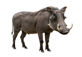 Detailed portrait of a majestic warthog with impressive tusks, perfect for wildlife projects