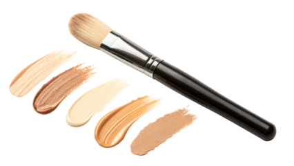 Makeup Brush  Foundation Shades Achieve Flawless Complexion Isolated On Transparent Background