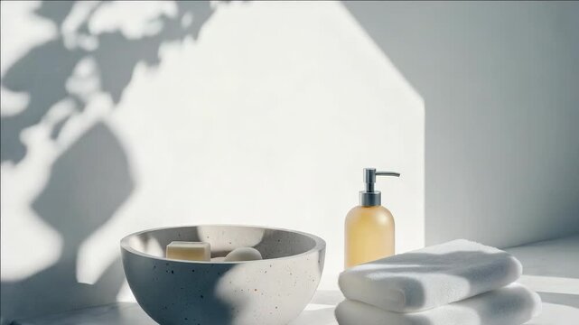 Aesthetically pleasing skincare and bath products on a clean countertop. Perfect for wellness rituals.