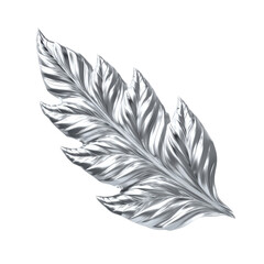 Obraz premium Silver metallic silver metallic leaf isolated on transparent background isolated on a transparent background