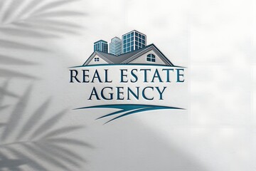 Digital banner showing Real Estate Agency phrase home illustration in background futuristic visual with room for branding text ideal for modern realtor ads and promotional material
