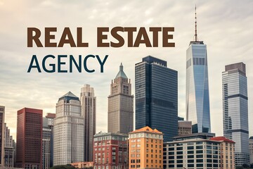 Real Estate Agency text included on image of home property marketing banner with copy space visual identity for realtors with modern design and logo elements for company promotion