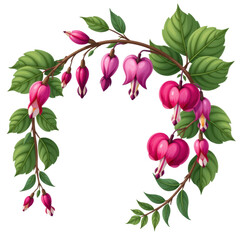 Romantic Heart-Shaped Frame Made of Beautiful Pink Heartleaf Plant Flowers and Green Leaves for Love and Nature Inspired Designs