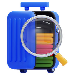 PNG 3D Luggage Inspection at Airport Icon Isolated on a White Background