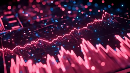 Abstract visualization of data trends with vibrant pink and blue colors representing analytics