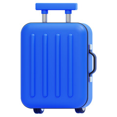 PNG 3D Rolling Blue Suitcase for Travel Icon Isolated on a White Background