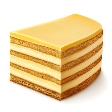 Layered Cake Slice with Cream Filling