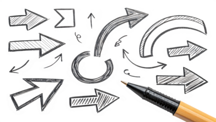 Chalk Arrows Direction Choice and Process Visual Guide Isolated On Transparent Background