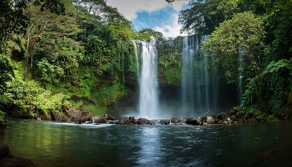 Fototapeta premium waterfalls in hawaiian culture hold great spiritual and mythological importance as they symbolize interconnectedness between elements deities and land