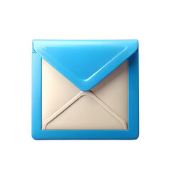 blue and white 3D envelope icon is depicted, symbolizing digital communication and email. envelope is tilted, showcasing modern and sleek design, often used in technology and messaging applications