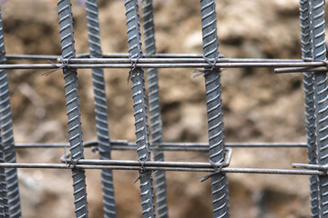 Reinforcement steel rod reinforcement bars and deformed bar with rebar at construction site.