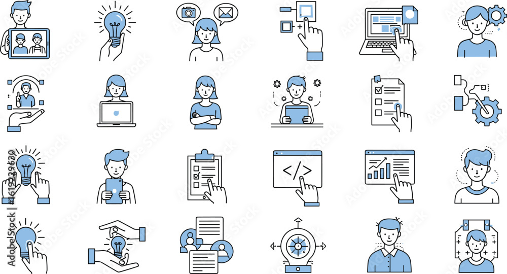 Wall mural design and development concept illustrations. set of people vector illustrations in various activiti
