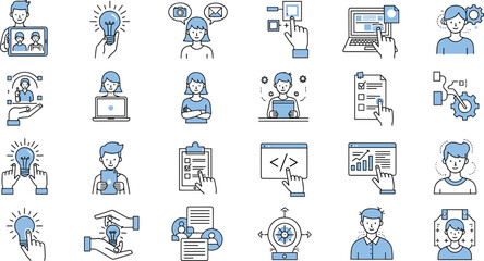 Design and development concept illustrations. Set of people vector illustrations in various activities of graphic and web design and development