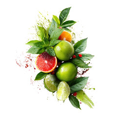 Vibrant fruit and leaf arrangement