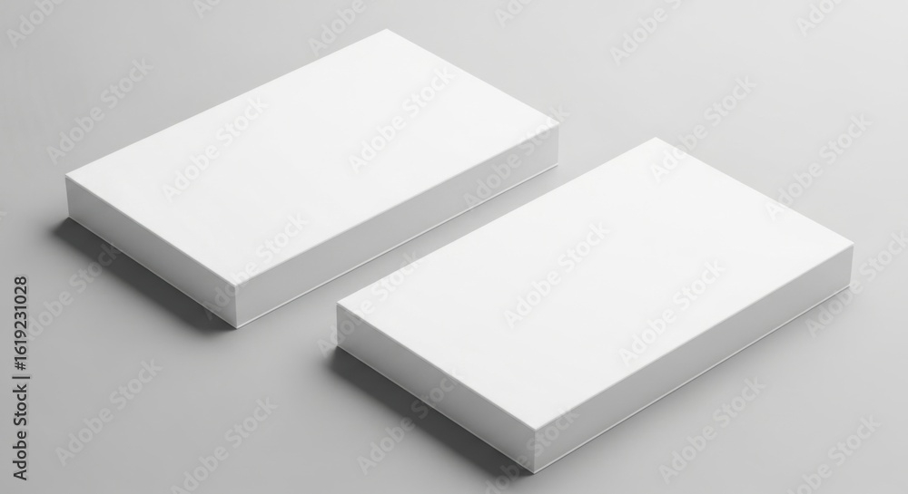 Poster white rectangular display stands set minimalist product showcases