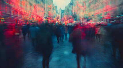 Busy city street at night