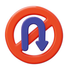 No u-turn 3d sign