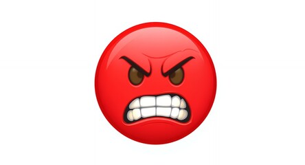 Angry Red Emoticon Furious Face Glaring Expression Digital Illustration